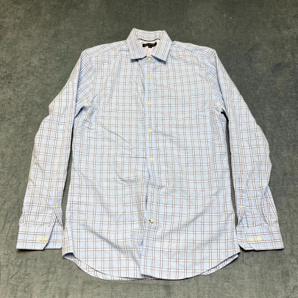 Banana Republic Shirt Mens M Blue White Plaid Long Sleeve Slim Fit Button Up